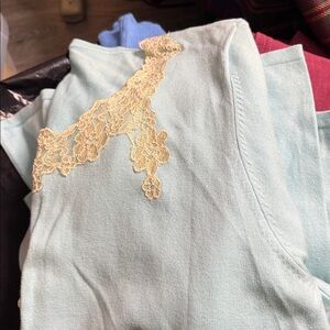 Lane Bryant Blue Lace Trimmed Cardigan